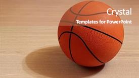  Presentation with photo - Audience pleasing PPT theme consisting of photo of one basket ball backdrop and a coral colored foreground