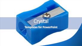 Presentation with photo - Audience pleasing presentation theme consisting of photo of one pencil-sharpener backdrop and a teal colored foreground