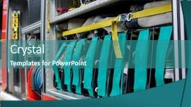  Presentation with fire truck - Colorful PPT layouts enhanced with photo of open fire truck backdrop and a ocean colored foreground