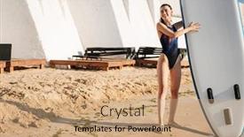  Presentation with optimistic - Slide set featuring photo-of-optimistic-positive-young background and a coral colored foreground