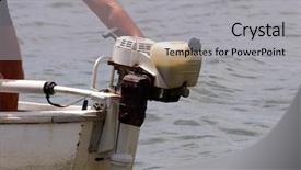  Presentation with motor - Slide deck having marine engine - photo of outboard motor background and a light gray colored foreground
