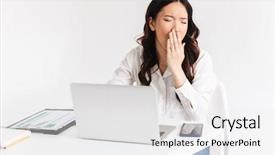  Presentation with overworked - Audience pleasing slide set consisting of photo of overworked tired asian backdrop and a white colored foreground