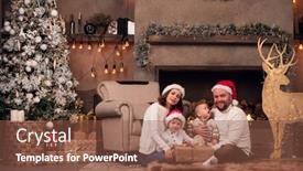  Presentation with deer - PPT theme with photo-of-parents-in-santa background and a tawny brown colored foreground