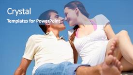  Presentation with peaceful - Audience pleasing PPT theme consisting of photo-of-peaceful-couple-looking backdrop and a teal colored foreground