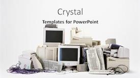  Presentation with hardware computer - Beautiful slide deck featuring photo-of-pile-of-computer backdrop and a white colored foreground