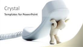  Presentation with telephone - Colorful PPT layouts enhanced with photo of plasticine white man carrying telephone receiver backdrop and a white colored foreground