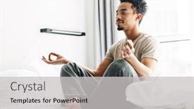  Presentation with photo - Colorful PPT theme enhanced with photo-of-pleased-african-american backdrop and a light gray colored foreground