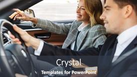  Presentation with formal - PPT layouts with photo-of-pleased-colleagues-man background and a tawny brown colored foreground