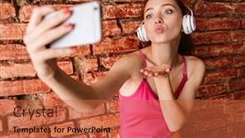  Presentation with kiss - Slide deck featuring photo-of-pleased-woman background and a red colored foreground