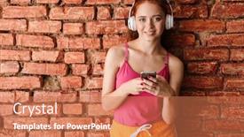  Presentation with red brick wall - Slide deck with photo-of-pleased-young-woman background and a coral colored foreground