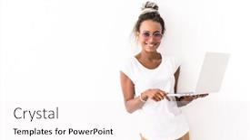  Presentation with isolated paw prints over white - Theme with photo-of-positive-cheerful-young background and a white colored foreground