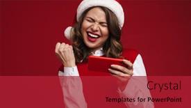  Presentation with christmas red - PPT theme consisting of photo-of-positive-surprised-young background and a crimson colored foreground