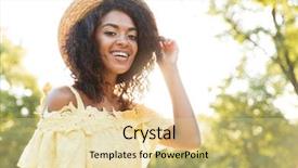  Presentation with photo - Amazing presentation theme having photo of pretty african american backdrop and a  colored foreground