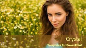  Presentation with smell - Audience pleasing slides consisting of photo of pretty brunette woman in chamomile field cute female enjoying smell of daisy sweet girl with closed eyes relaxed on flowers meadow spring nature having fun outdoor backdrop and a tawny brown colored foreground