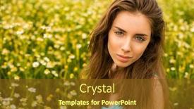  Presentation with smell - Cool new PPT theme with photo of pretty brunette woman in chamomile field cute female enjoying smell of daisy sweet girl with closed eyes relaxed on flowers meadow spring nature having fun outdoor backdrop and a tawny brown colored foreground