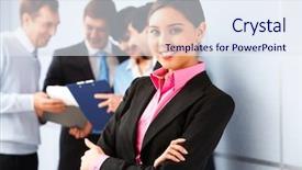  Presentation with pressure washing business proposal pre - Presentation theme consisting of photo of pretty business leader background and a  colored foreground