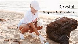  Presentation with seashore - Amazing presentation design having ecology tolerance - photo of pretty female volunteer backdrop and a sky blue colored foreground