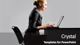  Presentation with secretary - Amazing slides having photo of pretty secretary typing backdrop and a black colored foreground