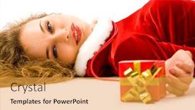  Presentation with pretty girl - Presentation design consisting of photo-of-pretty-smiling-girl background and a yellow colored foreground