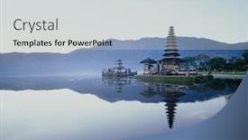  Presentation with pura - Audience pleasing slide set consisting of photo-of-pura-ulun-danu backdrop and a light gray colored foreground