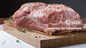  Presentation with raw meat - Presentation with photo of raw meat pork background and a tawny brown colored foreground