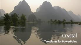  Presentation with china - Amazing theme having photo of river yangshuo china backdrop and a gray colored foreground