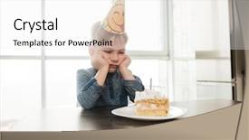  Presentation with birthday boy - Slides enhanced with photo of sad birthday boy background and a white colored foreground