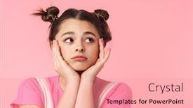  Presentation with sad girl - Presentation design featuring photo-of-sad-charming-girl background and a coral colored foreground