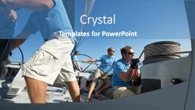  Presentation with yacht - Cool new presentation design with photo-of-sailing-team backdrop and a teal colored foreground