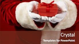  Presentation with potter hands making in clay - Presentation featuring photo of santa claus gloved background and a tawny brown colored foreground