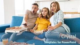  Presentation with family photo - Cool new PPT layouts with photo-of-scared-beautiful-caucasian backdrop and a ocean colored foreground