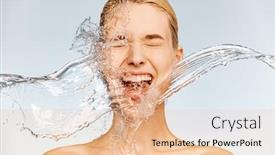  Presentation with water drops - Colorful PPT theme enhanced with photo-of-screaming-woman backdrop and a lemonade colored foreground