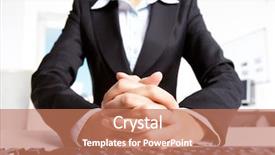  Presentation with secretary - Presentation theme with photo of secretary with crossed fingers of both hands background and a coral colored foreground