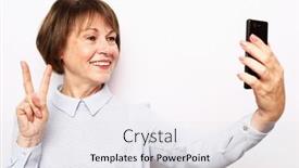  Presentation with win - Colorful presentation theme enhanced with photo-of-senior-woman-use backdrop and a sky blue colored foreground