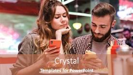  Presentation with photo display - Theme consisting of photo-of-serious-young-woman background and a coral colored foreground