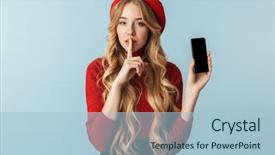  Presentation with blue and red dice - Amazing theme having photo of shy girl 20s backdrop and a light blue colored foreground