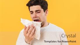  Presentation with unhappy - Colorful presentation theme enhanced with photo-of-sick-unhappy-man backdrop and a coral colored foreground