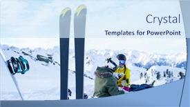  Presentation with winter sports - Cool new presentation theme with photo-of-skis-ski-poles backdrop and a sky blue colored foreground