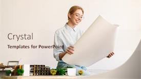  Presentation with architect - Theme with photo-of-smiling-blonde-woman background and a  colored foreground