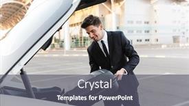  Presentation with car parking - PPT layouts enhanced with photo-of-smiling-businessman background and a dark gray colored foreground