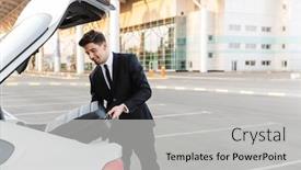  Presentation with car parking - Beautiful PPT layouts featuring photo-of-smiling-businessman backdrop and a light gray colored foreground