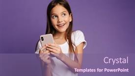  Presentation with photo - Colorful presentation enhanced with photo-of-smiling-girl-using backdrop and a violet colored foreground