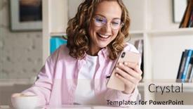  Presentation with kids room children smile - PPT layouts enhanced with photo-of-smiling-nice-woman background and a soft green colored foreground