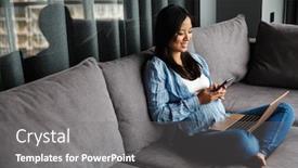  Presentation with pregnant woman - PPT theme featuring photo-of-smiling-pregnant-asian background and a gray colored foreground