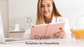  Presentation with diary - Presentation enhanced with photo-of-smiling-pretty-woman background and a lemonade colored foreground