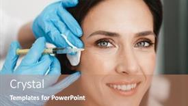  Presentation with beauty salon - Presentation theme consisting of photo-of-smiling-woman-getting background and a coral colored foreground