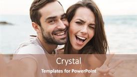  Presentation with peace - PPT theme with photo-of-smiling-young-couple background and a coral colored foreground