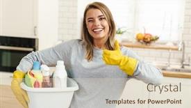  Presentation with happy smiling woman dental health - Beautiful slides featuring photo-of-smiling-young-woman backdrop and a soft green colored foreground