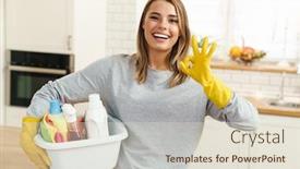  Presentation with photo - Beautiful theme featuring photo-of-smiling-young-woman backdrop and a lemonade colored foreground
