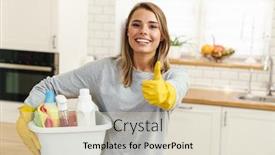  Presentation with photo - Theme having photo-of-smiling-young-woman background and a lemonade colored foreground